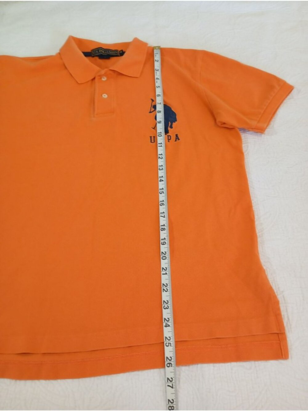 U.S. Polo Assn. Mens Orange Polo Shirt M Embroidered Logo Short Sleeve - Picture 7 of 10